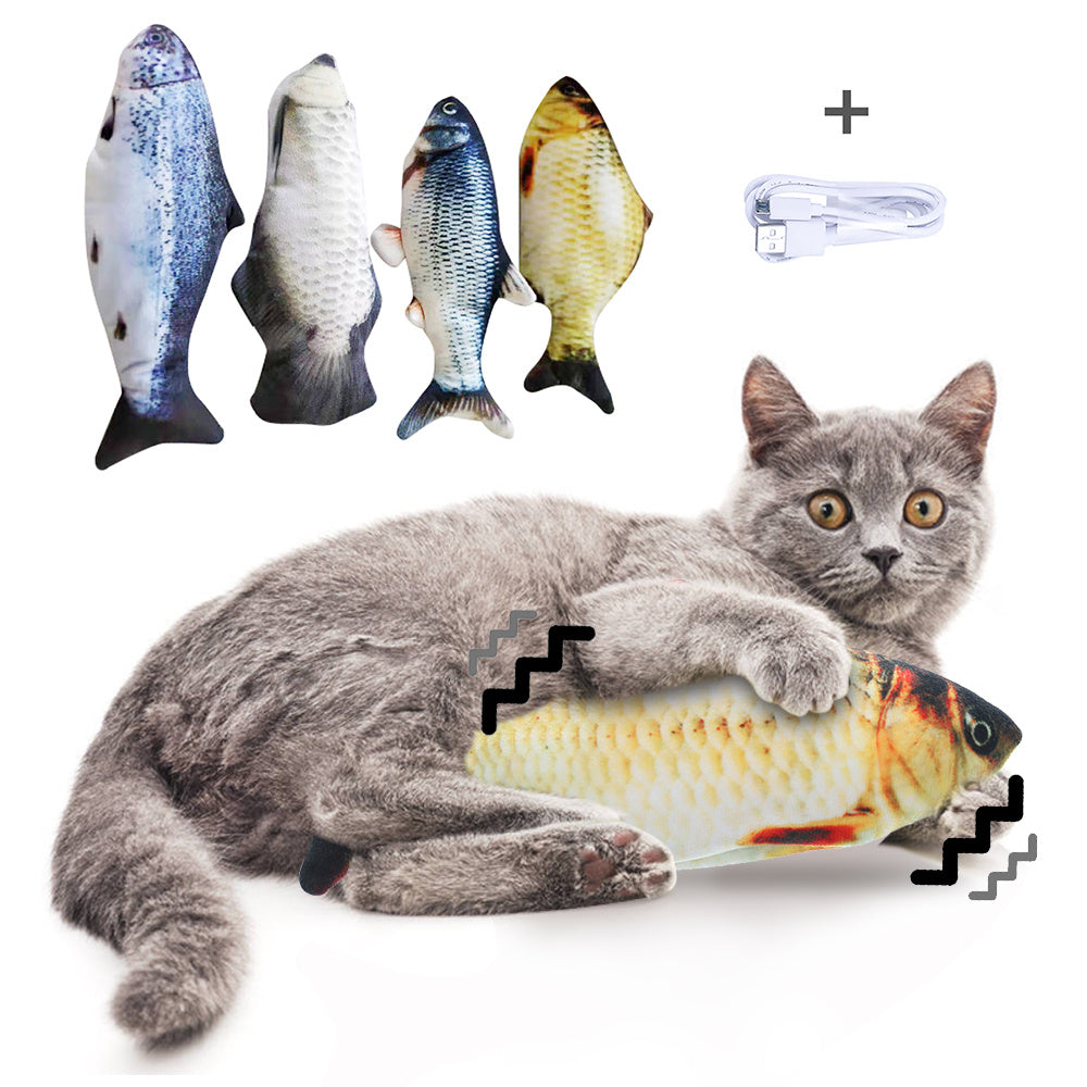 Poisson Électronique Sautillant pour Chat – Jouet Interactif Automatique Sans Herbe à Chat, Rechargeable USB
