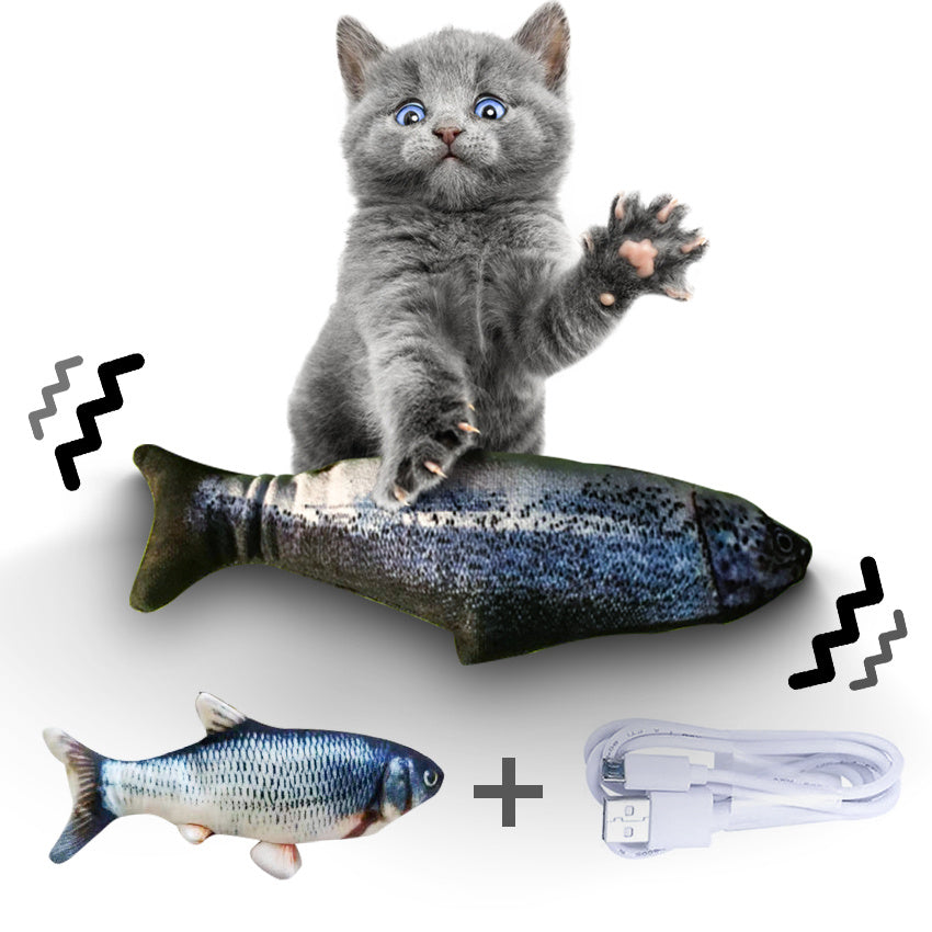 Poisson Électronique Sautillant pour Chat – Jouet Interactif Automatique Sans Herbe à Chat, Rechargeable USB