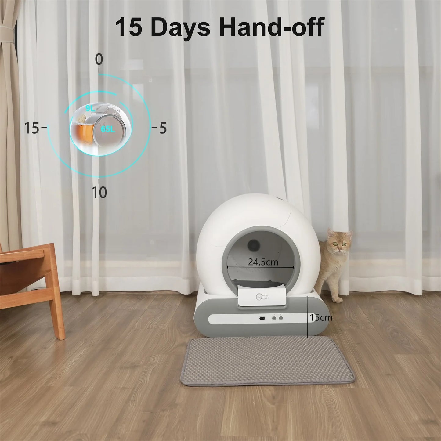 Litière Automatique Intelligente DOEL pour Chat – Nettoyage Automatique, Contrôle via Application, Idéale pour Grands Chats