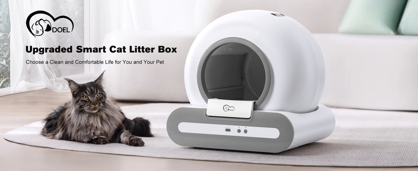 Litière Automatique Intelligente DOEL pour Chat – Nettoyage Automatique, Contrôle via Application, Idéale pour Grands Chats