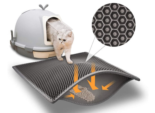 Tapis de Litière Double Couche pour Chats – Lavable, Pliable et Anti-Saleté