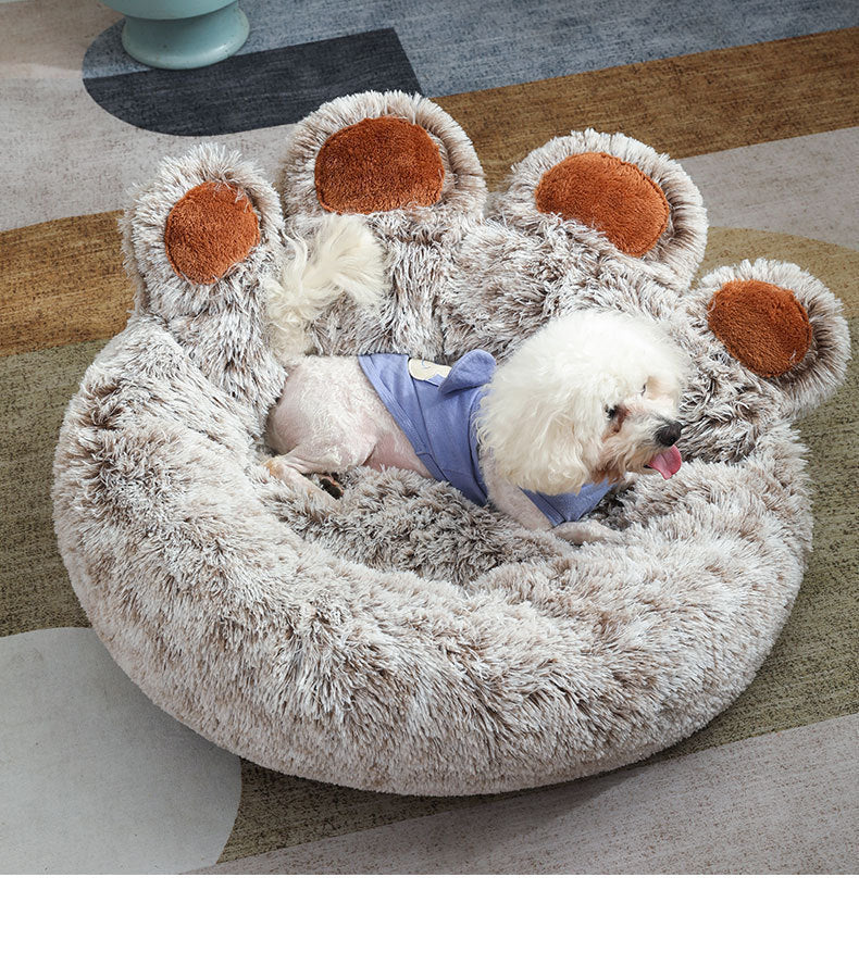 Niche Douillette en Peluche pour Chien – Forme de Main, Chaude et Confortable pour l’Hiver