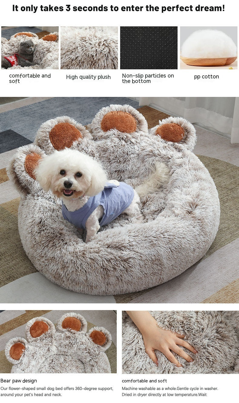 Niche Douillette en Peluche pour Chien – Forme de Main, Chaude et Confortable pour l’Hiver
