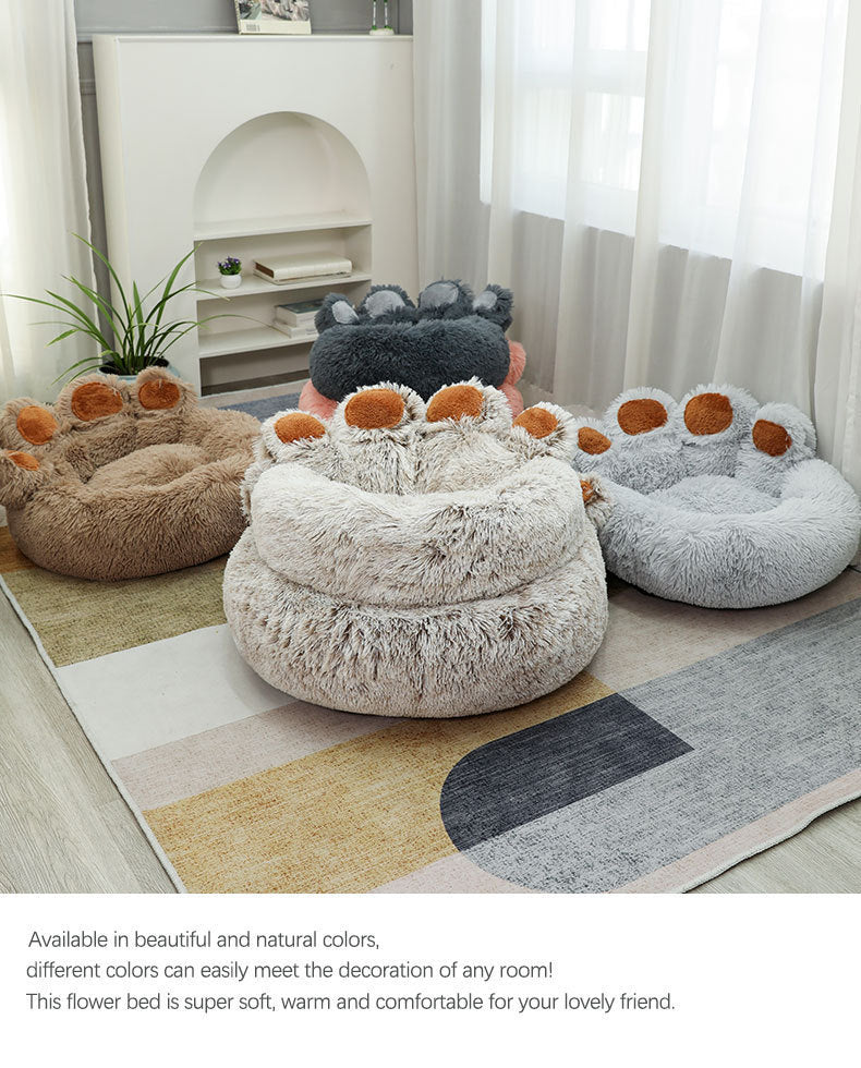 Niche Douillette en Peluche pour Chien – Forme de Main, Chaude et Confortable pour l’Hiver