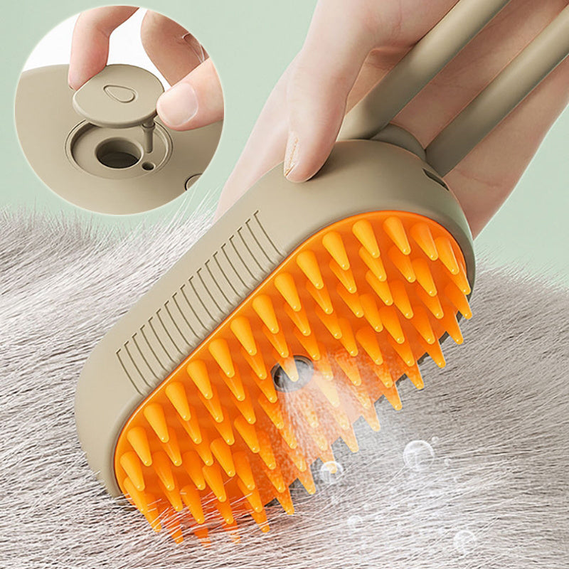 Brosse Vapeur 3-en-1 pour Chat et Chien — Brosse Électrique avec Pulvérisation, Massage, Toilettage et Retrait des Poils