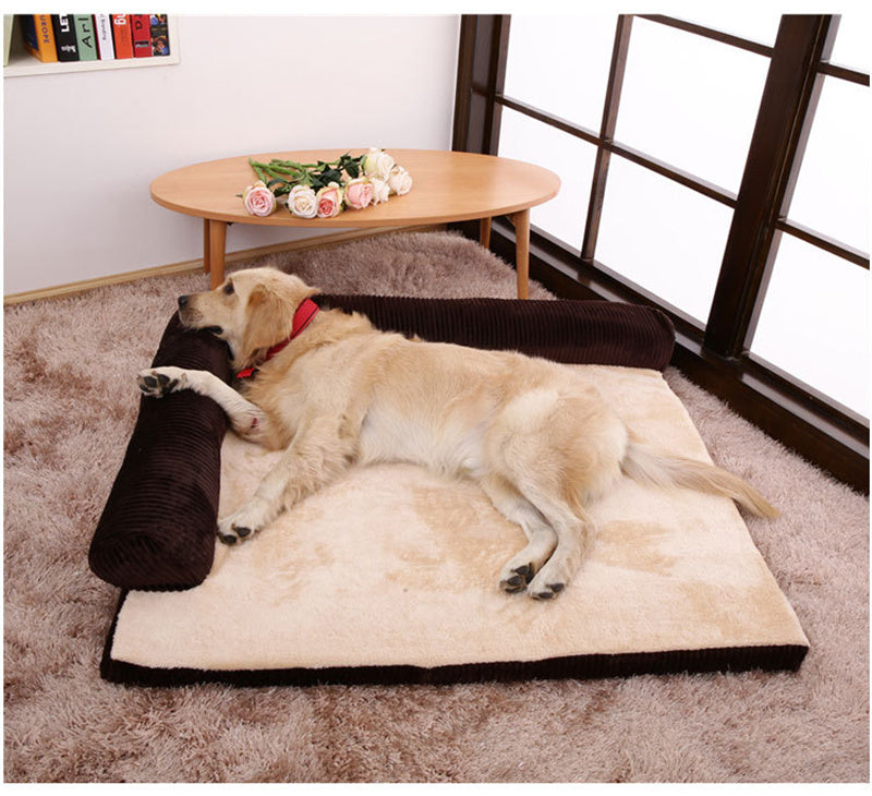 Lit douillet pour chien en velours côtelé
