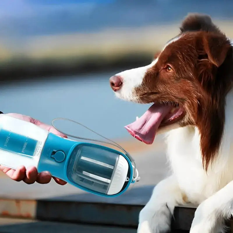 Gourde Multifonction 3-en-1 pour Chien – Eau, Croquettes et Sacs à Déjections – Portable et Pratique