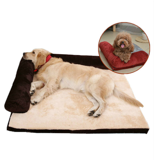 Lit douillet pour chien en velours côtelé