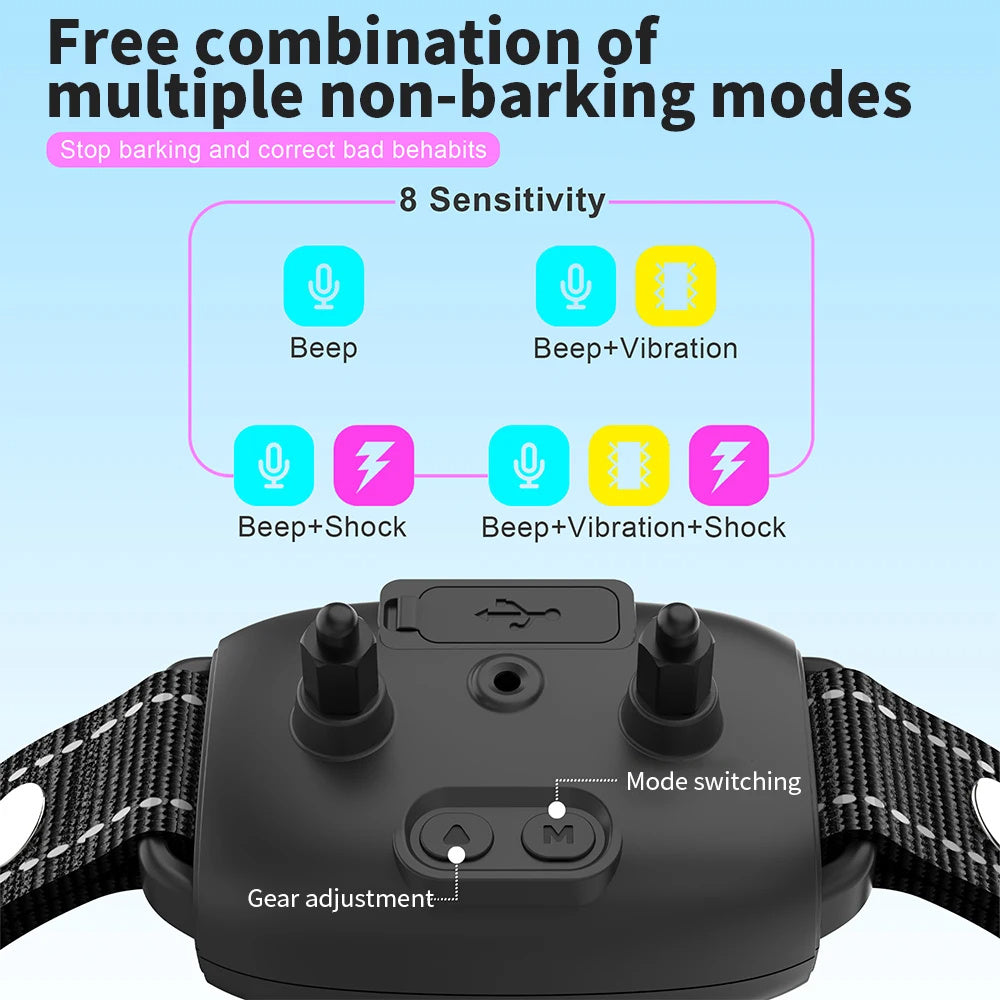 Collier Anti-Aboiement Intelligent pour Chien – Rechargeable, Étanche IP67, Écran HD, Détection AI