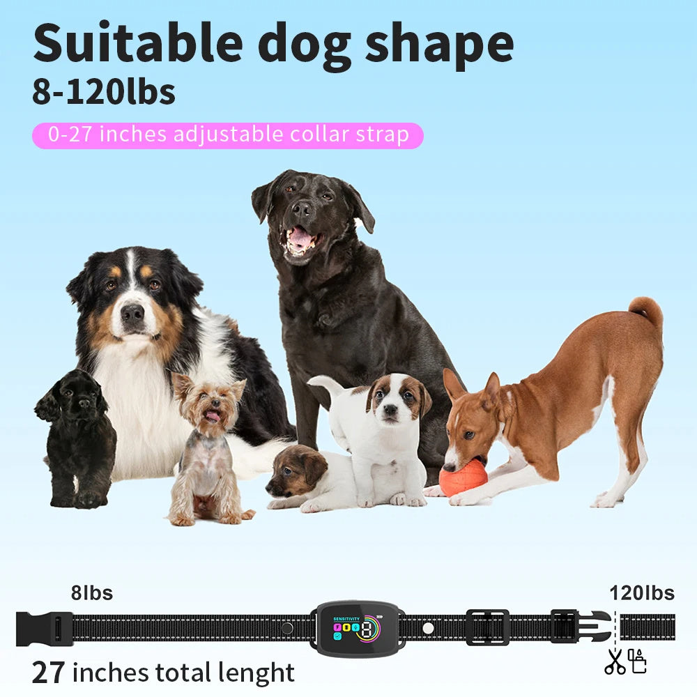 Collier Anti-Aboiement Intelligent pour Chien – Rechargeable, Étanche IP67, Écran HD, Détection AI