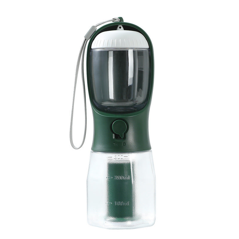 Gourde Multifonction 3-en-1 pour Chien – Eau, Croquettes et Sacs à Déjections – Portable et Pratique
