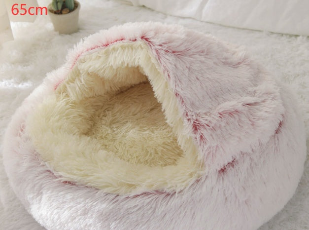 Lit Douillet 2-en-1 pour Chien et Chat – Nid Rond en Peluche pour l’Hiver