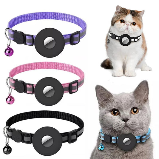 Collier Réfléchissant pour Animaux avec Support Étanche pour AirTag – Nylon Résistant, Réglable et Confortable