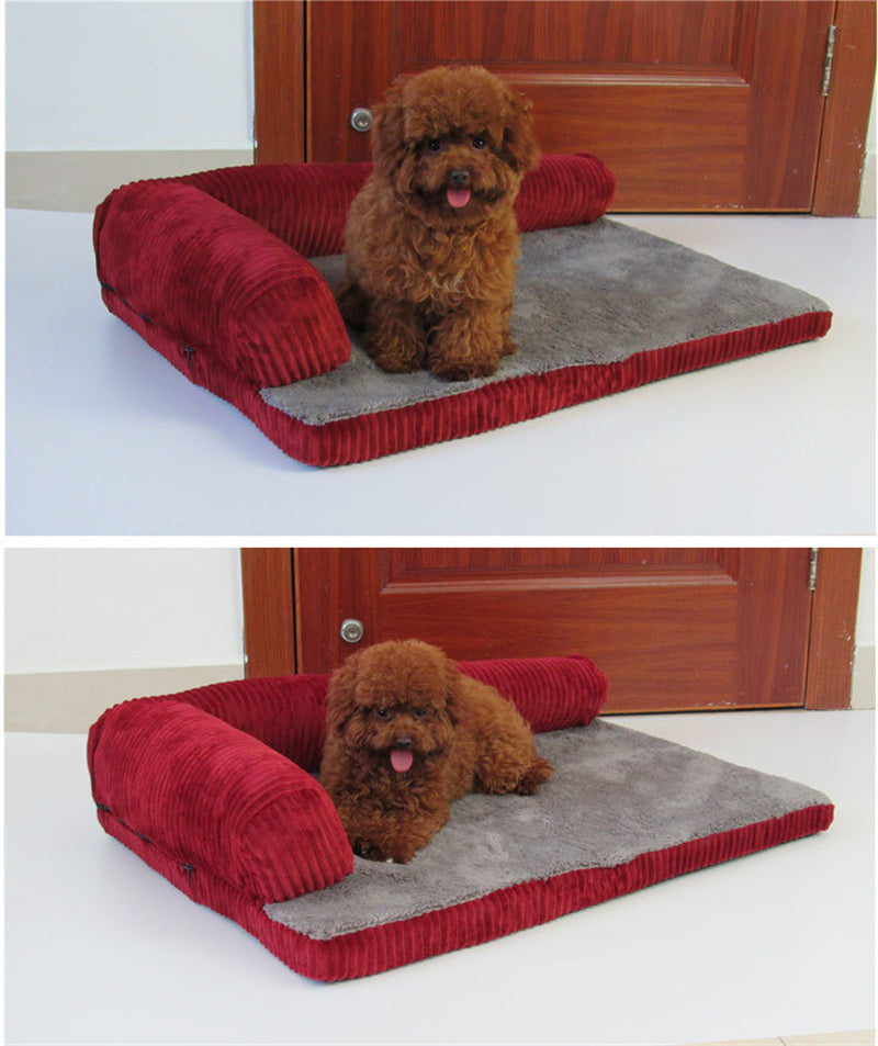 Lit douillet pour chien en velours côtelé