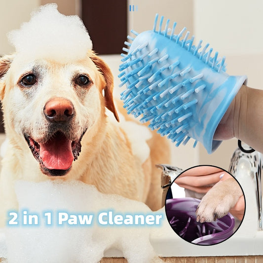 Gant Nettoyeur de Pattes 2-en-1 pour Chiens et Chats – Brosse Douce et Portable