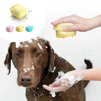 Gant Brosse de Bain en Silicone pour Chiens et Chats – Brosse de Massage Multifonction avec Réservoir de Shampoing