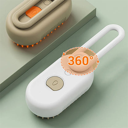 Brosse Vapeur 3-en-1 pour Chat et Chien — Brosse Électrique avec Pulvérisation, Massage, Toilettage et Retrait des Poils