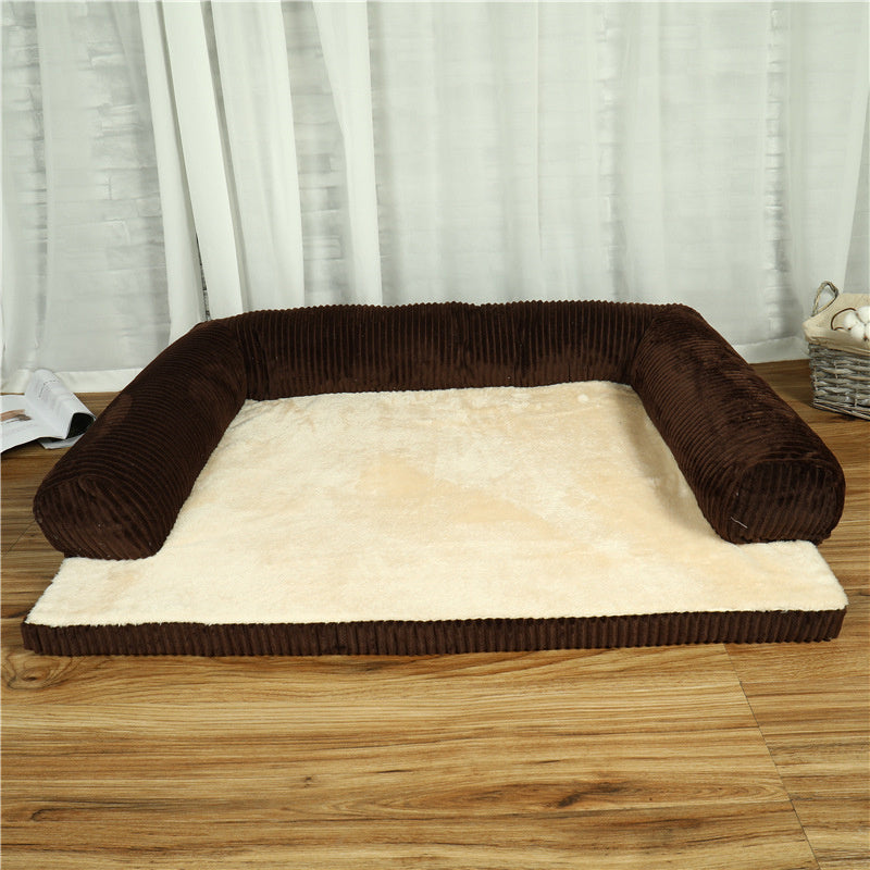 Lit douillet pour chien en velours côtelé