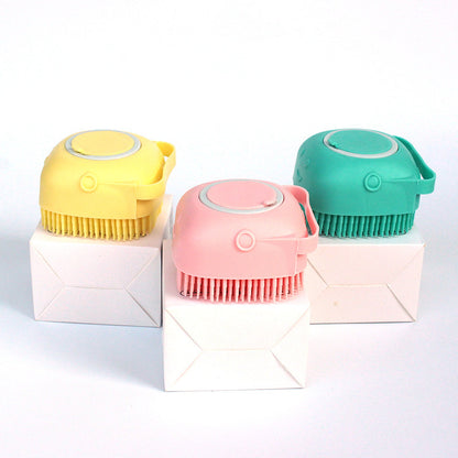 Gant Brosse de Bain en Silicone pour Chiens et Chats – Brosse de Massage Multifonction avec Réservoir de Shampoing